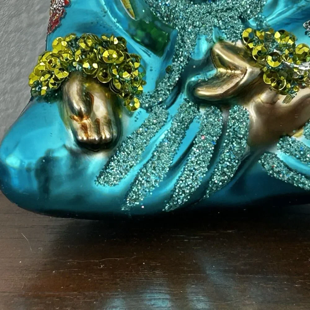 New Kurt Adler Glass Ornament Zen Buddha India Yoga Thailand Asia Peace